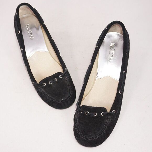 Michael Kors Black Suede Loafer-Style Wedges, 7.5 - Picture 7 of 8
